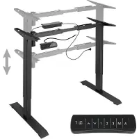 TecTake - bureau assis-debout électrique - châssis Piotr noir - réglable - fonction mémoire - 402999