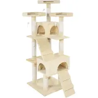 TecTake Arbre à chat Barney 170 cm avec 2 escaliers, 4 souris de jeu et protection anti-basculement