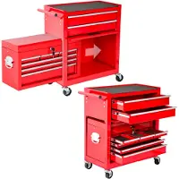TecTake - Chariot à outils chariot d'atelier - mobile - 10 compartiments - rouge - 402802