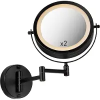 QAZQA Miroir de salle de bain design noir avec LED réglable IP44 - Vicino