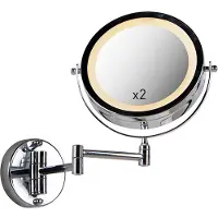 QAZQA Miroir mural design chromé avec LED dimmable à lumière chaude réglable IP44 - Vicino