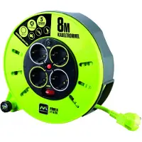 Goobay 61266 Kabeltrommel mit Kabelführung, Grau-Grün, 8 m