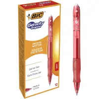 BIC Gel-ocity - Stylos Gel Rétractables et Rechargeables - Pointe Moyenne (0,7 mm) - Rouge, Boîte de 12