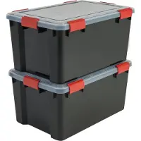 Iris Airtight Opbergbox - 50L - plastique - Zwart/Rood - Set van 2 (39 cm, 50 l, 2x)