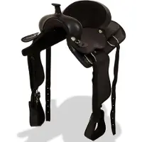 vidaXL Selle western, licol & plastron cuir véritable 16" noir
