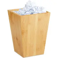 Relaxdays Corbeille à papiers en bambou, carré, 6 L, sans couvercle, bureau, salle de bain, poubelle 27 x 20 x 20 cm, Naturel 1 élément