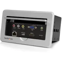StarTech.com Boîtier de connexion pour table de réunion - HDMI / VGA / Mini DP vers sortie HDMI avec port USB à charge rapide - plaque murale