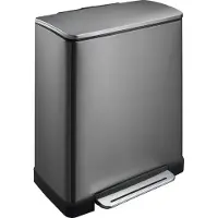 EKO - E-Cube Recycling Poubelle à pédale 28+18 litres - Stainless steel Plastic - Noir Acier