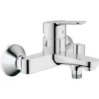 GROHE BauEdge, robinet de baignoire (robinet de douche pour la baignoire, mitigeur avec inverseur automatique bain/douche, avec clapet anti-retour intégré, raccords en S), chromé, 23334000