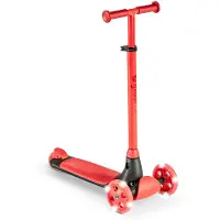 Yvolution trottinette pour enfants Yglider Kiwi rouge avec roues LED et large marchepied