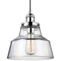 Elstead Lighting Suspension Baskin, nickel poli, 1xE27x60W, verre, dimensions : 209 x 25,4 x 25,4 cm, IP20, Feiss