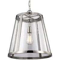 FEISS Lustre Harrow en nickel poli, 1xE27x60W, verre, dimensions : 210,8 x 40,6 x 40,6 cm, IP20, Feiss