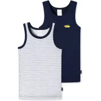 Schiesser Maillot de corps bleu foncé / jaune / blanc