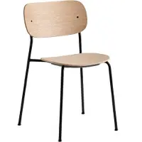 Audo Copenhagen Co Dining Chair Black steel Veneer Without Arms | Black | Natural Oak
