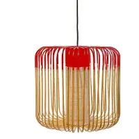 Forestier Suspension , Bamboo, dimmable, Rouge, Salle à manger, Bambou, Design