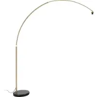 QAZQA Lampe à arc en laiton et base en marbre noir réglable - XXL