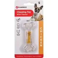 Flamingo Legetøj hund BONE TRANSPA m. kylling smag 12 cm (Jouet à mâcher pour chiens)