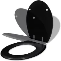 vidaXL Siège de toilette MDF Couvercle avec abaissement automatique Design noir