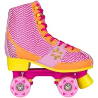 Nijdam Unisexe, Patins à roulettes, Rolschaatsen - Chevron - Fuchsia/Oranje/Geel - 33/34 (33), Multicolore