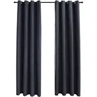 vidaXL Rideaux occultants avec anneaux Métal 2pcs Anthracite 140x175cm