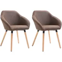vidaXL Chaises de salle à manger 2 pcs Marron Tissu