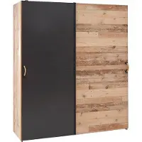 Emob Armoire Moleskin 170cm avec 2 portes coulissantes - anthracite/ancien style