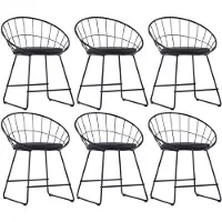 vidaXL Chaises de salle à manger avec sièges en similicuir 6 pcs. noir acier
