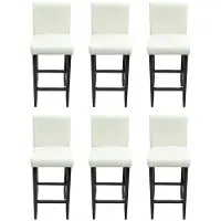 vidaXL Tabouret de bar 6 pcs. Blanc Similicuir