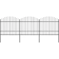 vidaXL Clôture de jardin avec lances (1.5-1.75)x5.1m acier noir