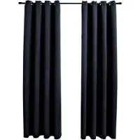 vidaXL Rideaux occultants avec anneaux en métal 2 pcs Noir 140x245 cm