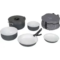 Bo Camp Batterie de cuisine de camping Bo-Camp, 7 pièces – revêtement en céramique, gris