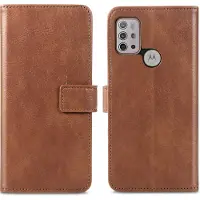IMoshion Étui de télephone portefeuille de luxe pour Motorola Moto G30 / G20 / G10 (Power) - Marron