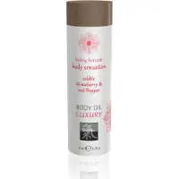 Hot - Shiatsu Luxury - huile de massage comestible - fraise & vin rouge (75 ml)