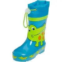 Playshoes Bottes en caoutchouc 'Krokodil' bleu / vert clair / orange foncé