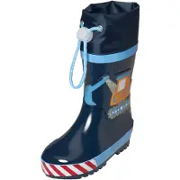 Playshoes Bottes en caoutchouc 'Baustelle' marine / bleu clair / pierre / orange