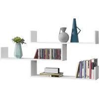 En.casa [en.casa] Étagère Murale Stylée Meuble Mural Design à 3 Surfaces de Rangement Capacité de Charge 14 kg Panneau de Particules Mélaminé 119 x 18 x 55 cm Blanc