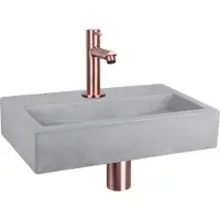 Differnz Flat pack lave-mains – 38 x 24 x 8 cm – béton gris – robinet droit cuivre 38.400.20