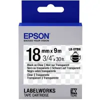 Epson LK-5TBN ruban d'étiquettes 18 mm (d'origine) - noir sur transparent