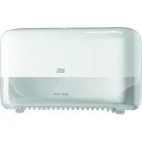 Tork Distributeur de rouleaux doubles 558040, pour papier toilette Midi sans mandrin, L 360 x P 130 x H 207 mm, plastique, blanc