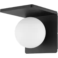 Eglo Lampe murale Ciglie, Applique murale, Matériau : fonte d'aluminium, Couleur : noir, Verre : opalin mat, blanc, QI-Charger (wireless charging) inclus, Douille : E14