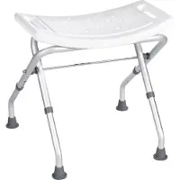 Wiesbaden A0050301 Tabouret de Salle de Bain Rabattable Aluminium Anodisé Blanc
