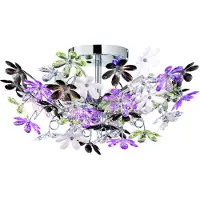 TRIO Leuchten - Moderne Plafonnier I Lampe de plafond I Lampe I Chrome avec fleurs multicolores en plastique 56cm - FioreI 4-flamme I Salon I Chambre à coucher - Acier Rond I Boule I Boule - LE