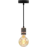 LumenXL Lampe suspendue dorée rose avec ampoule XL 5W, verre ambré, 1800K, Ø95
