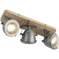 QAZQA Projecteur intelligent en acier avec bois inclinable, incl. 3 GU10 WiFi - Emado