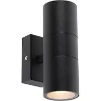 QAZQA Applique murale d'extérieur intelligente noire IP44 avec 2 WiFi GU10 - Duo