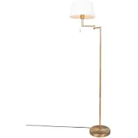 QAZQA Lampadaire classique en bronze avec abat-jour blanc réglable - Ladas Fix