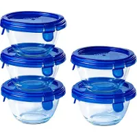 Pyrex Plat à Four Pyrex Cook & Go Rond avec Couvercle 200 ml (Set de 5)