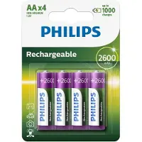 Philips Pack de 4 piles rechargeable AA LR6 2600 mAh