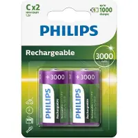Philips Pack de 2 piles rechargeable C LR14 3000 mAh