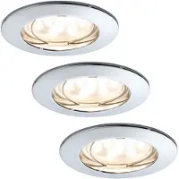 Paulmann Ensemble de spots encastrables Premium, modèle "Coin", forme ronde, fixation fixe, LED, 3 x 6,8 W, 2700 K, 230 V, diamètre 51 mm, finition chrome/aluminium, boîtier en zinc